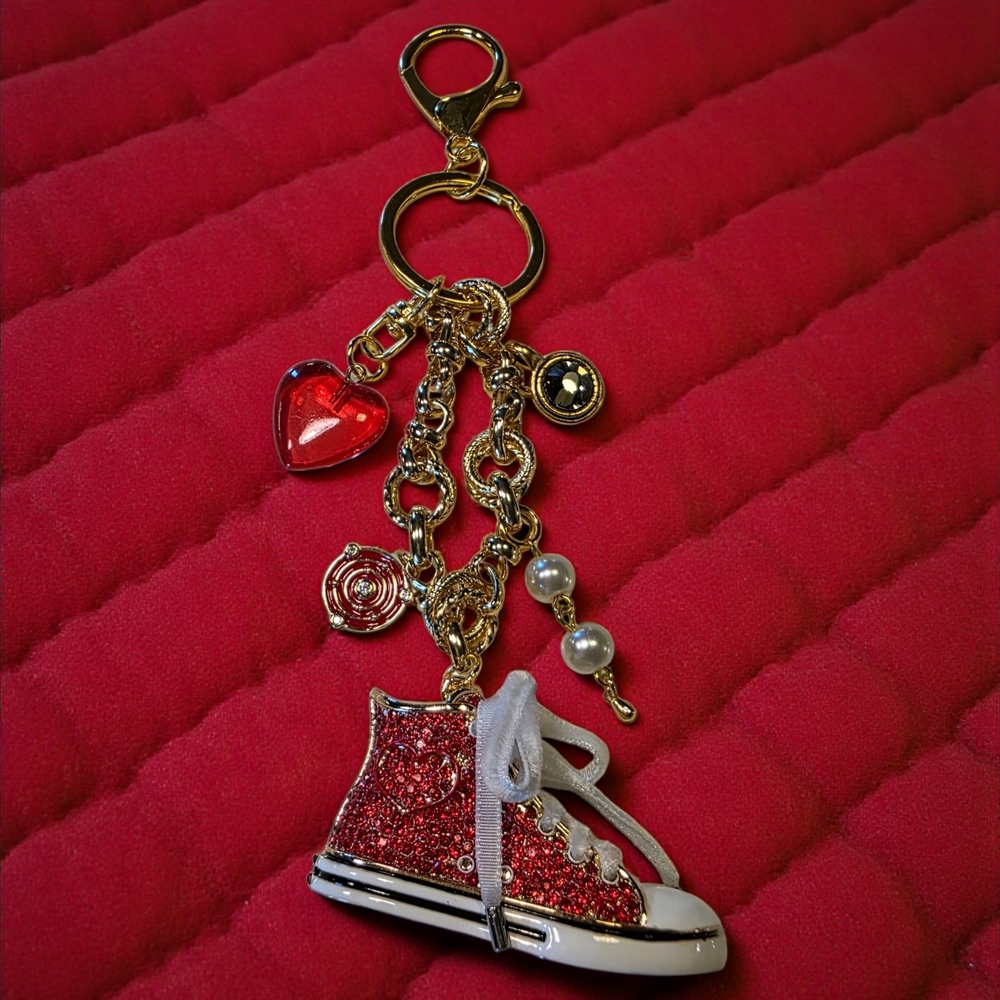 New Price--Red Rhinestone Sneaker Handbag Charms/Keychain - Picture 7 of 10